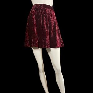 Maroon velvet mini skirt
